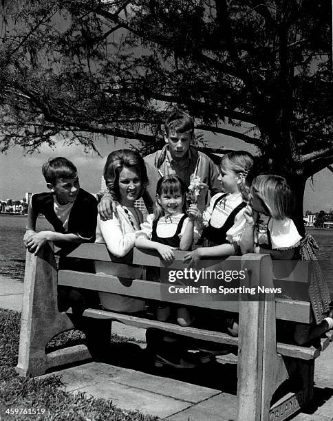 Harmon Killebrew family on March 22, 1970 at Tinker Field in Orlando, Florida. From left they are: Kenneth, 11; Mrs. Elaine Killebrew; Erin, 4;...