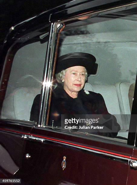 Queen Elizabeth II, attends Crathie Kirk Church, near Balmoral Estate, Scotland, 31st Aug 1997, the morning after the death of Diana, Princess of...
