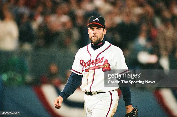 John Smoltz of the Atlanta Braves during Game Five of the World Series against the New York Yankees on October 24, 1996 at Atlanta-Fulton County...
