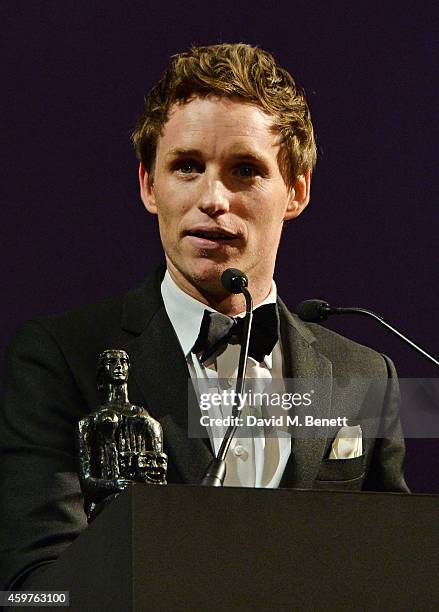 Eddie Redmayne presents the Revival of the Year award at the 60th London Evening Standard Theatre Awards at the London Palladium on November 30, 2014...