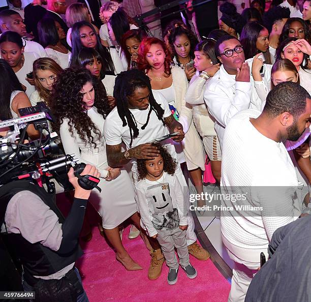 Dhea Sodano Lil Wayne and Dwayne Carter III attend Reginae's "All White" Sweet 16 birthday party at Summerour Studio on November 29, 2014 in Atlanta,...