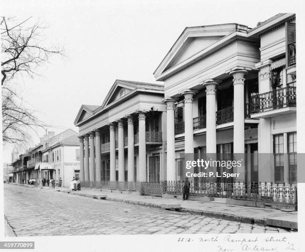 View of North Rampart Street in New Orleans,Louisiana. Circa 1900.