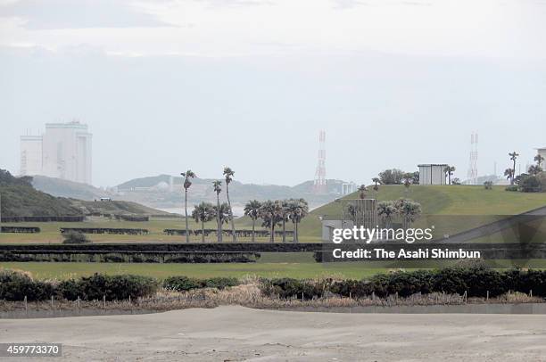 The launch pad where the H-2A rocket carrying the Hayabusa 2 asteroid explorer is seen on November 30, 2014 in Minamitane, Kagoshima, Japan. Sudden...