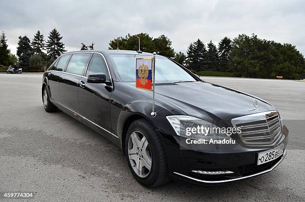 Russian President Vladimir Putin's armored official car is seen during Putin's visit at Anitkabir, the mausoleum of Turkey's founder Mustafa Kemal...