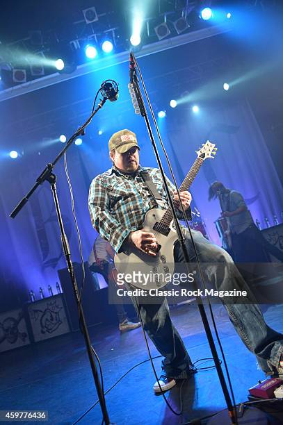Guitarist and vocalist Chris Robertson of American rock group Black Stone Cherry performing live on stage at KOKO in London, on February 28, 2014.