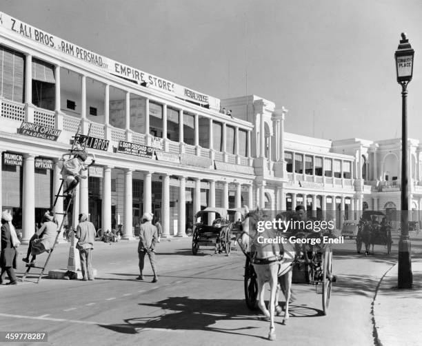 View of Connaught Place,one of the principal shopping and business districts in New Delhi, India.