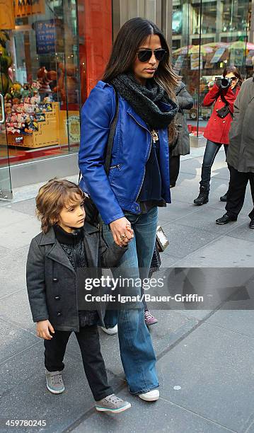 Camila Alves is seen with her son, Levi Alves McConaughey on March 15, 2013 in New York City.