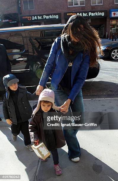 Camila Alves is seen with her children, Levi Alves McConaughey and Vida Alves McConaughey on March 15, 2013 in New York City.