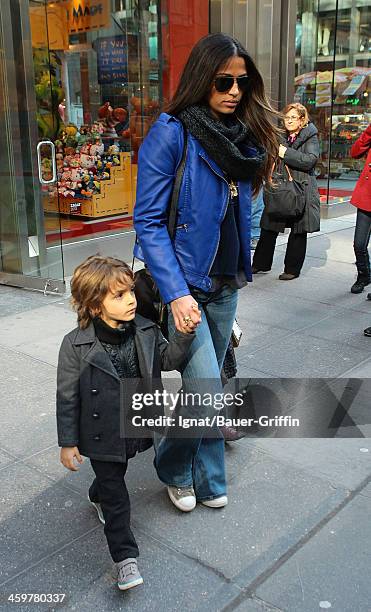 Camila Alves is seen with her son, Levi Alves McConaughey on March 15, 2013 in New York City.