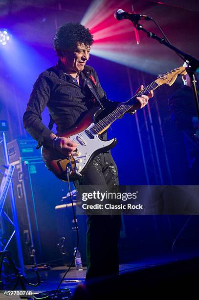 Guitarist and vocalist Ray Dorset of English rock group Mungo Jerry performing live on stage at The Great British Rock and Blues Festival in...