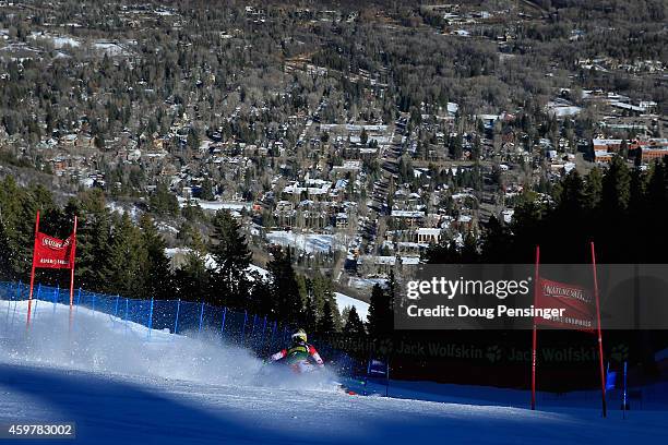 Kathrin Zettel of Austria skis to second place in the the ladies giant slalom during the 2014 Audi FIS Ski World Cup at the Nature Valley Aspen...