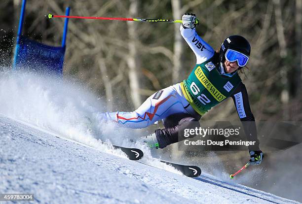 Alexandra Tilley of Great Britain skis in the ladies giant slalom during the 2014 Audi FIS Ski World Cup at the Nature Valley Aspen Winternational at...