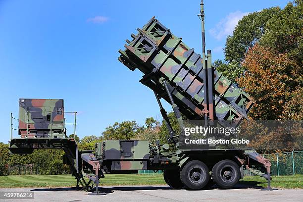 The patriot missile is manufactured at Raytheon's Integrated Air Defense Center in Andover. One of their Patriot missile launchers sits on display at...