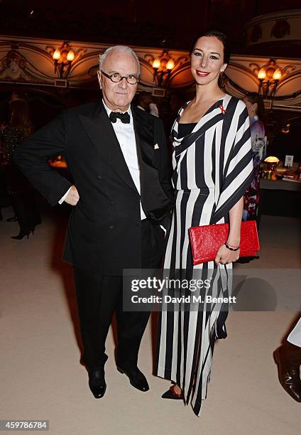 Manolo Blahnik and Kristina Blahnik attend a drinks reception at the British Fashion Awards at the London Coliseum on December 1, 2014 in London,...