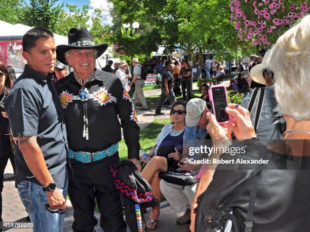 Former Colorado U.S. Senator and Native American jeweler Ben Nighthorse Campbell poses for a photograph at the annual Santa Fe Indian Market in Santa...