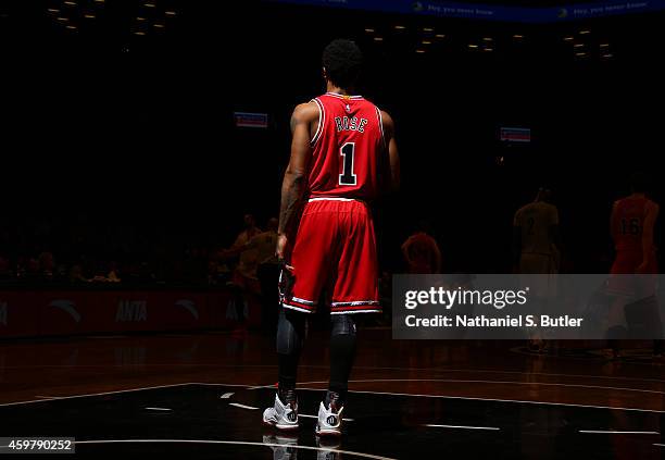Derrick Rose of the Chicago Bulls during the game against the Brooklyn Nets at Barclays Center in Brooklyn, NY. NOTE TO USER: User expressly...
