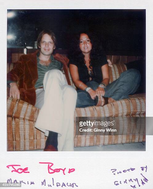 Singer Maria Muldaur and Producer Joe Boyd in studio during recording of record album Midnight at the Oasis 1973 in Los Angeles, California. .