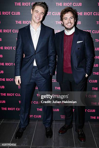 Max Irons and Sam Claflin attend 'The Riot Club' Paris Premiere at Mk2 Bibliotheque on December 1, 2014 in Paris, France.