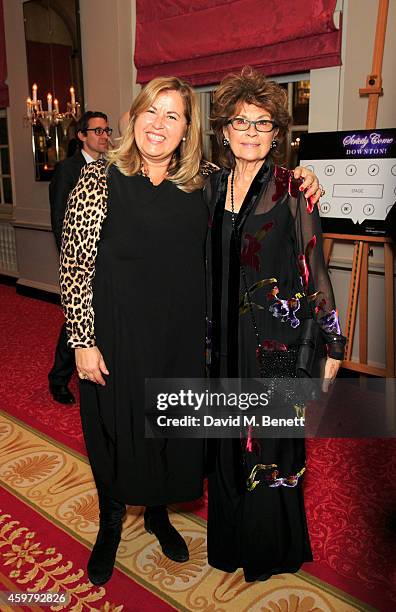 Liza Tarbuck and Nanette Newman attend the National Youth Theatre Fundraiser 'Strictly Come Downton' at Bloomsbury Hotel on December 1, 2014 in...