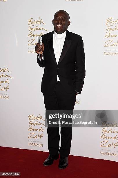 Isabella Blow Award for Fashion Creator winner Edward Enninful poses in the winners room at the British Fashion Awards at London Coliseum on December...