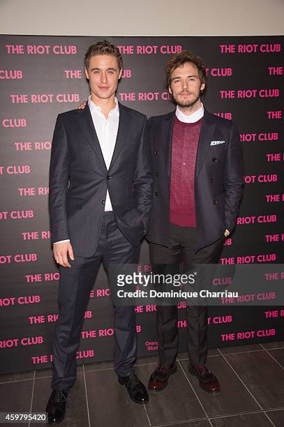 Max Irons and Sam Claflin attend 'The Riot Club' Paris Premiere at Mk2 Bibliotheque on December 1, 2014 in Paris, France.