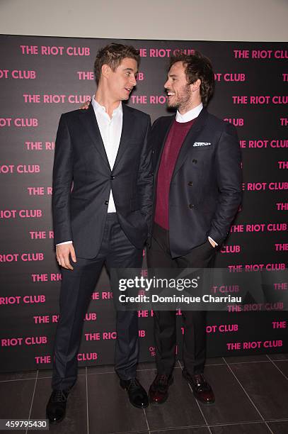 Max Irons and Sam Claflin attend 'The Riot Club' Paris Premiere at Mk2 Bibliotheque on December 1, 2014 in Paris, France.