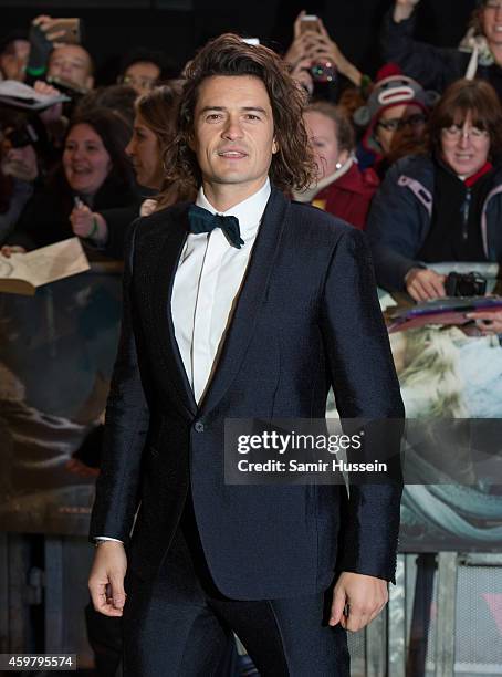 Orlando Bloom attends the World Premiere of "The Hobbit: The Battle OF The Five Armies" at Odeon Leicester Square on December 1, 2014 in London,...