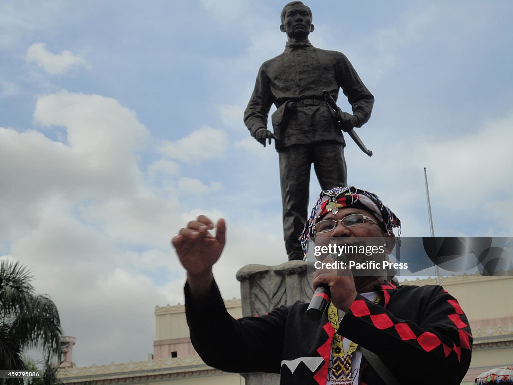Datu Datu Isidro of the Filipino indigenous people Manobo tribe stresses a ...