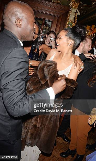 Edward Enninful and Rihanna attend a party in celebration of Edward Enninful in The Oscar Wilde Bar, Hotel Cafe Royal, on December 1, 2014 in London,...