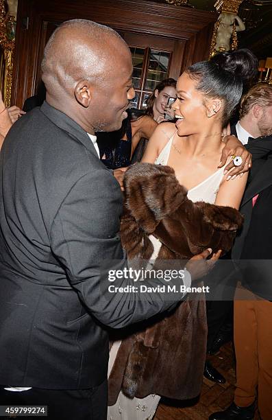Edward Enninful and Rihanna attend a party in celebration of Edward Enninful in The Oscar Wilde Bar, Hotel Cafe Royal, on December 1, 2014 in London,...
