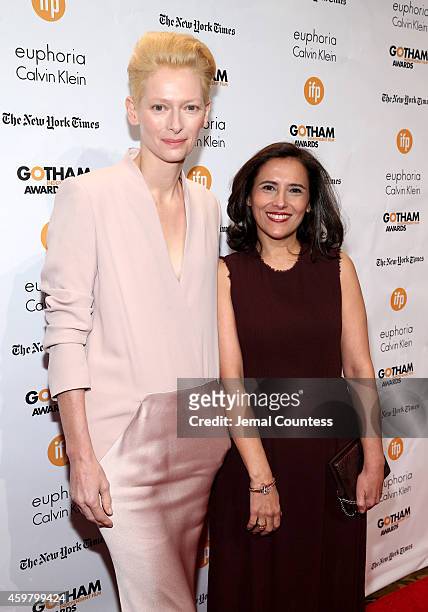 Tilda Swinton and Joana Vicente attend IFP's 24th Gotham Independent Film Awards at Cipriani, Wall Street on December 1, 2014 in New York City.