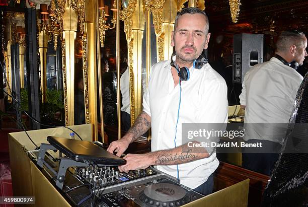 Fat Tony DJ's at a party in celebration of Edward Enninful in The Oscar Wilde Bar, Hotel Cafe Royal, on December 1, 2014 in London, England.