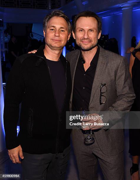 Christian Slater and Jason Binn attend the Speaker Dinner presented by Mercedes-Benz during The New York Times International Luxury Conference at the...