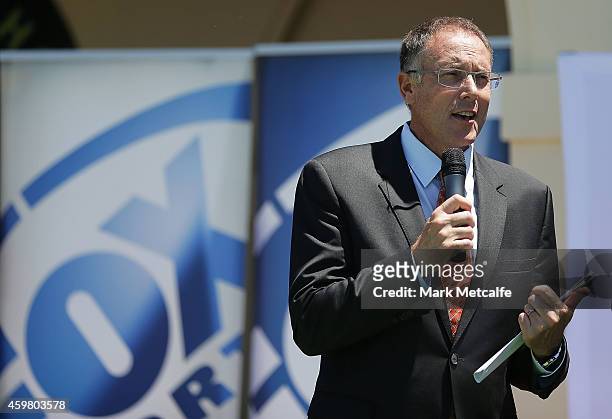 Sports Australia CEO Patrick Delany speaks during the Fox Sports Asian Cup coverage launch at Bondi Beach on December 2, 2014 in Sydney, Australia.