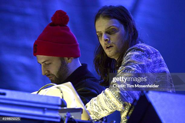 Hooks and DC of Zeds Dead perform at the Snowglobe Music Festival at Lake Tahoe Community College on December 30, 2013 in South Lake Tahoe,...