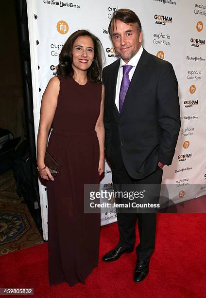 Joana Vicente and Richard Linklater attend IFP's 24th Gotham Independent Film Awards at Cipriani, Wall Street on December 1, 2014 in New York City.