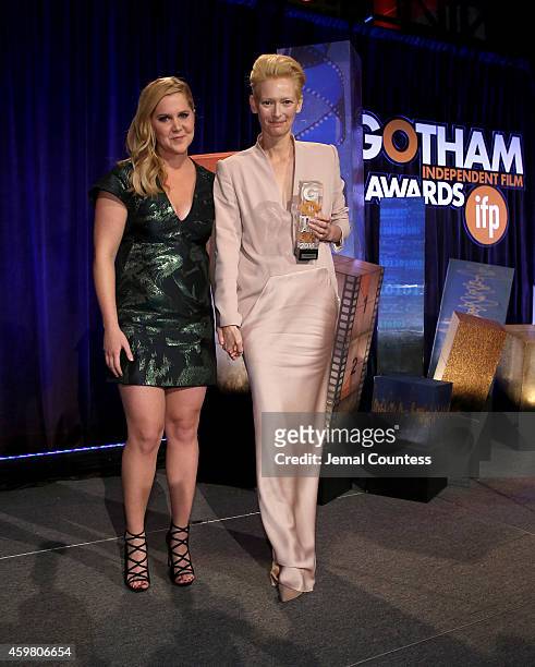 Amy Schumer and Tilda Swinton attend IFP's 24th Gotham Independent Film Awards at Cipriani, Wall Street on December 1, 2014 in New York City.