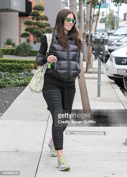 Jessica Biel is seen in Los Angeles on December 01, 2014 in Los Angeles, California.