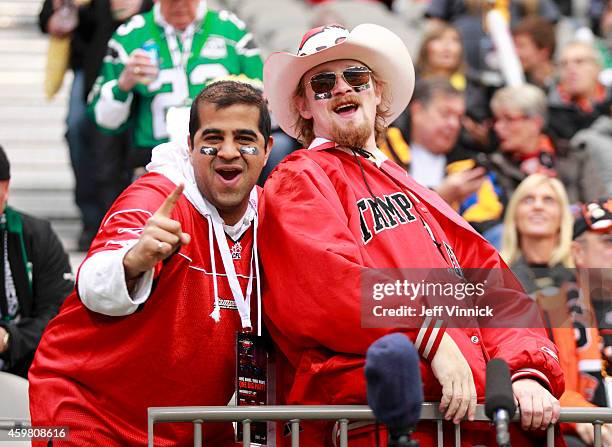 Calgary Stampeders fans enjoy the 102nd Grey Cup Championship Game at BC Place November 30, 2014 in Vancouver, British Columbia, Canada.