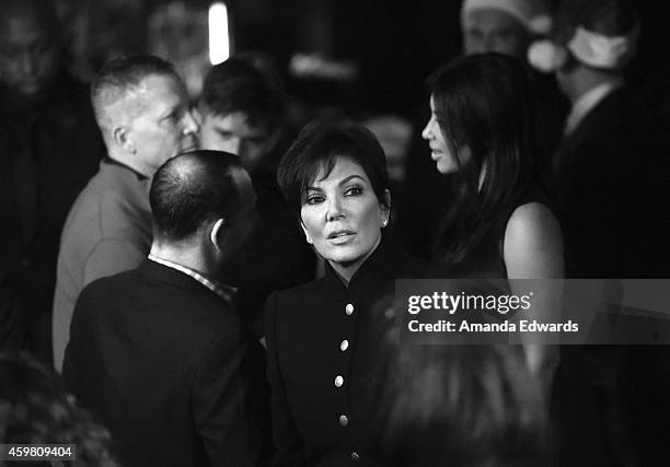 Television personalities Kris Jenner and her daughter Kim Kardashian attend a toast for the Elizabeth Taylor Foundation/World AIDS Day at The Abbey...