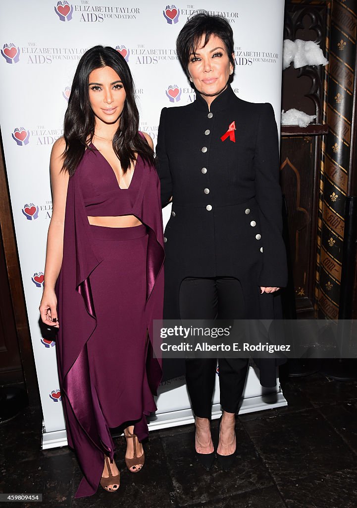 Kim Kardashian Raises Toast For Elizabeth Taylor Foundation/World AIDS Day At The Abbey