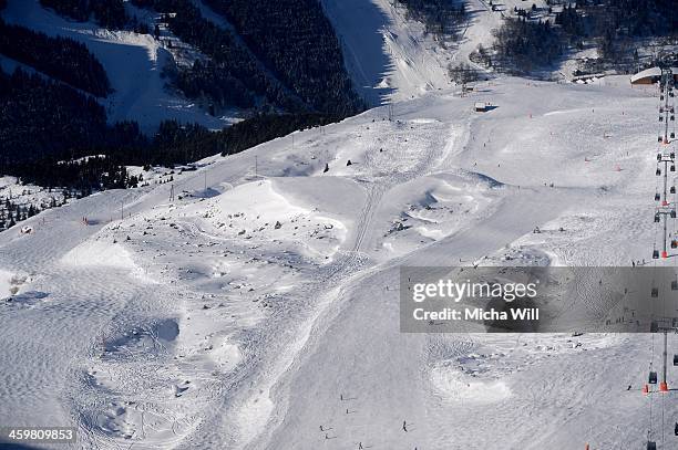 General view of the slopes of Biche and Chamois on the Saulire Mountain where Michael Schumacher sustained his skiing accident on Sunday is seen on...