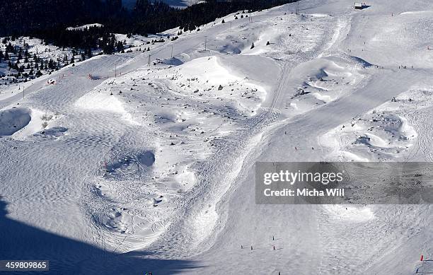 General view of the slopes of Biche and Chamois on the Saulire Mountain where Michael Schumacher sustained his skiing accident on Sunday is seen on...