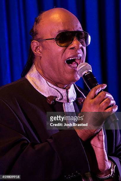 Stevie Wonder performs at a fundraiser for Senator Mary Landrieu at the Windsor Court Hotel on December 1, 2014 in New Orleans, Louisiana.