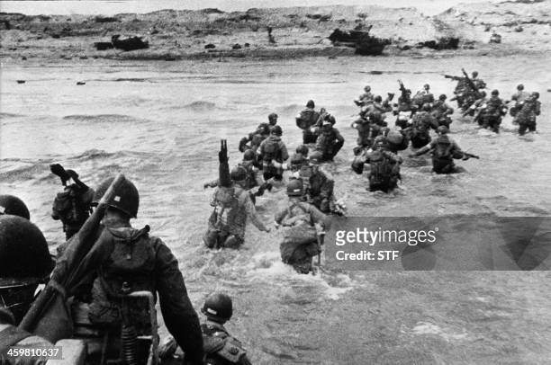 American troops landed on Normandy beaches , to come as reinforcements during the historic D-Day, 06 June 1944, during WW2. American troops...