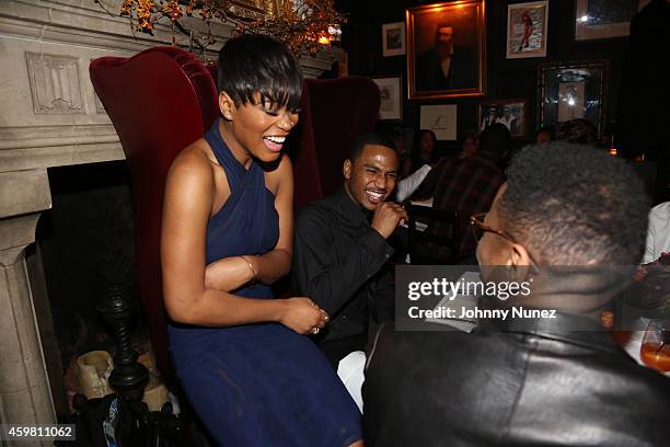 Keke Palmer, Trey Songz and Fabolous attend Trey Songz 30th Birthday Celebration at The Lion on December 1, 2014 in New York City.