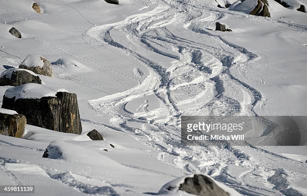General view of the slope on the Saulire Mountain where Michael Schumacher sustained his skiing accident on Sunday is seen on December 31, 2013 in...