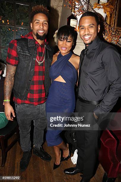 Odell Beckham Jr., Keke Palmer and Trey Songz attend Trey Songz 30th Birthday Celebration at The Lion on December 1, 2014 in New York City.