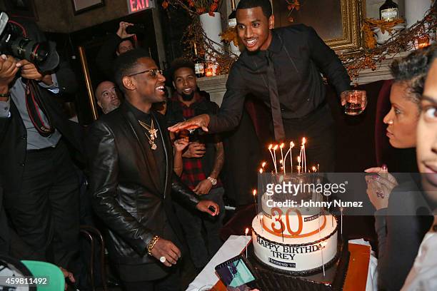 Fabolous and Trey Songz attend Trey Songz 30th Birthday Celebration at The Lion on December 1, 2014 in New York City.