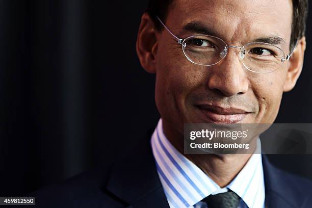 Korn Chatikavanij, Thailand's former finance minister, stands for a photograph following a Bloomberg Television interview at the Bloomberg Asean...